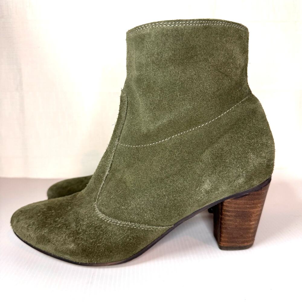 SEYCHELLES Suede Boots Size 9.5 Olive Green Festival Boho Chic Fall Academia